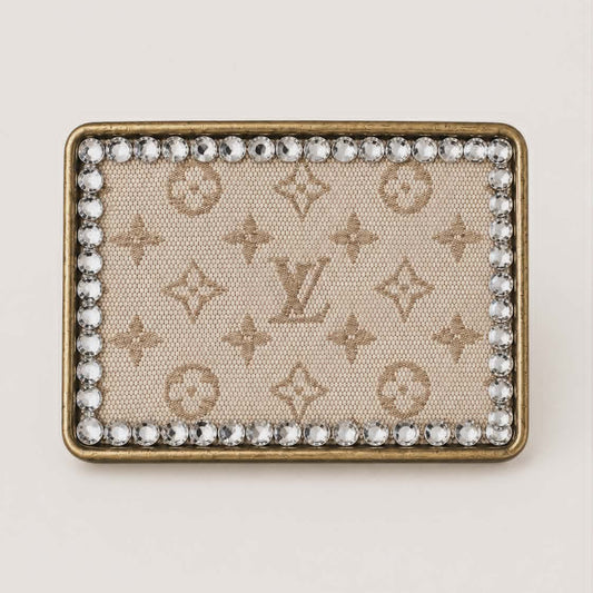 Upcycled Rectangle Beige Designer Canvas Buckle