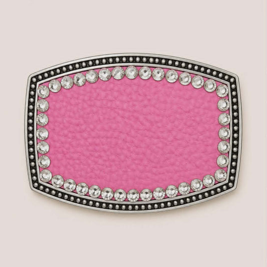 Pink Pebble Leather Crystal Belt Buckle